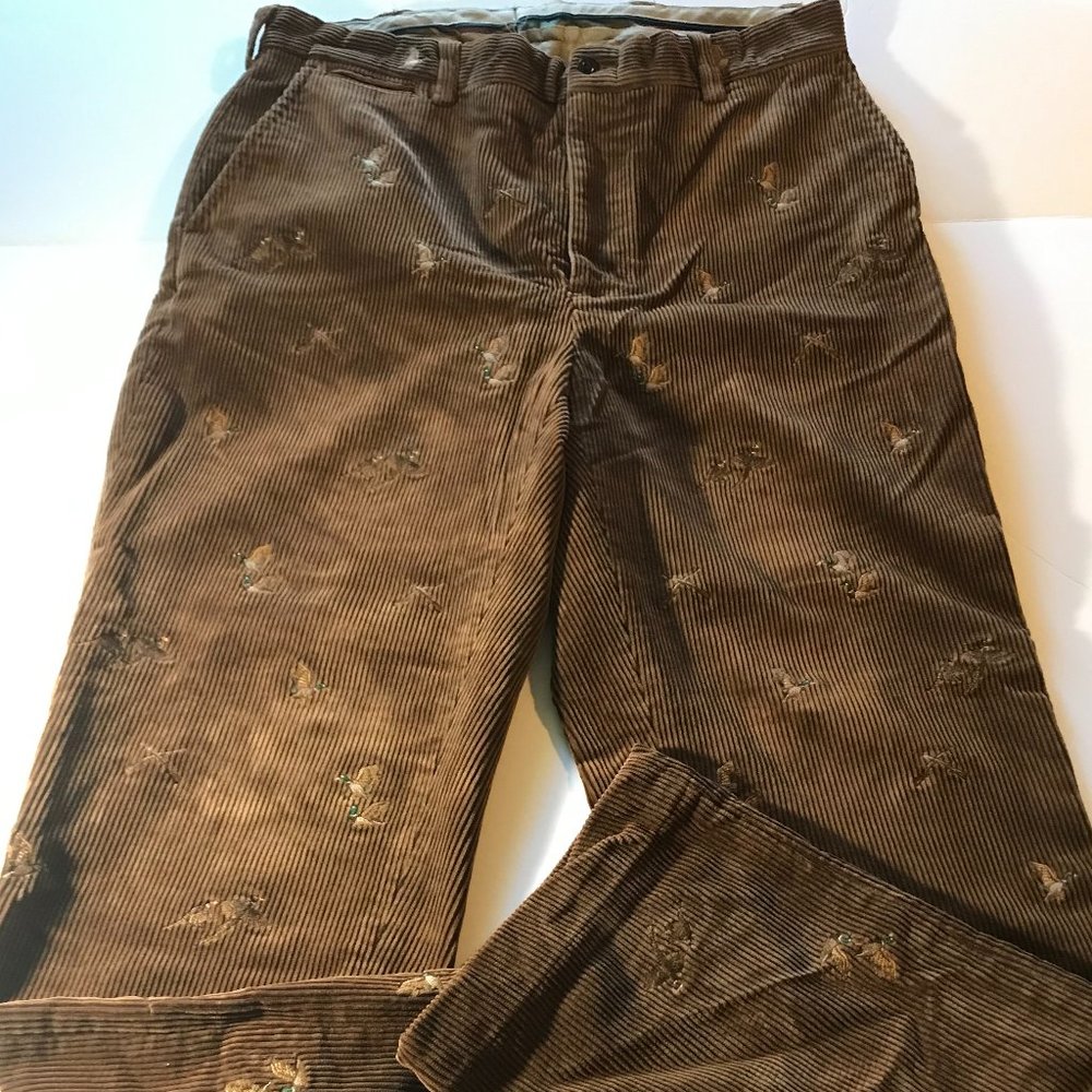 Polo Ralph Lauren 100% Cotton Corduroy Warm Felt Duck Logos Pants #102